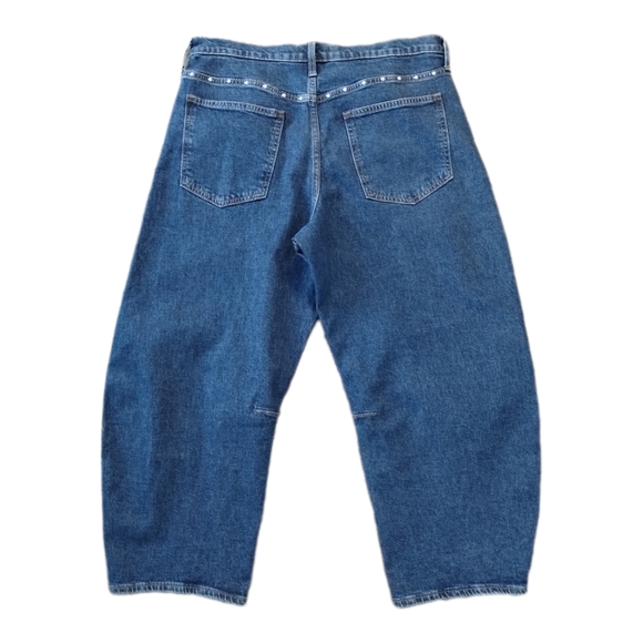 Gap High Rise Studded Barrel Jeans Dark Wash Ankle – 12 Short - Picture 7 of 9